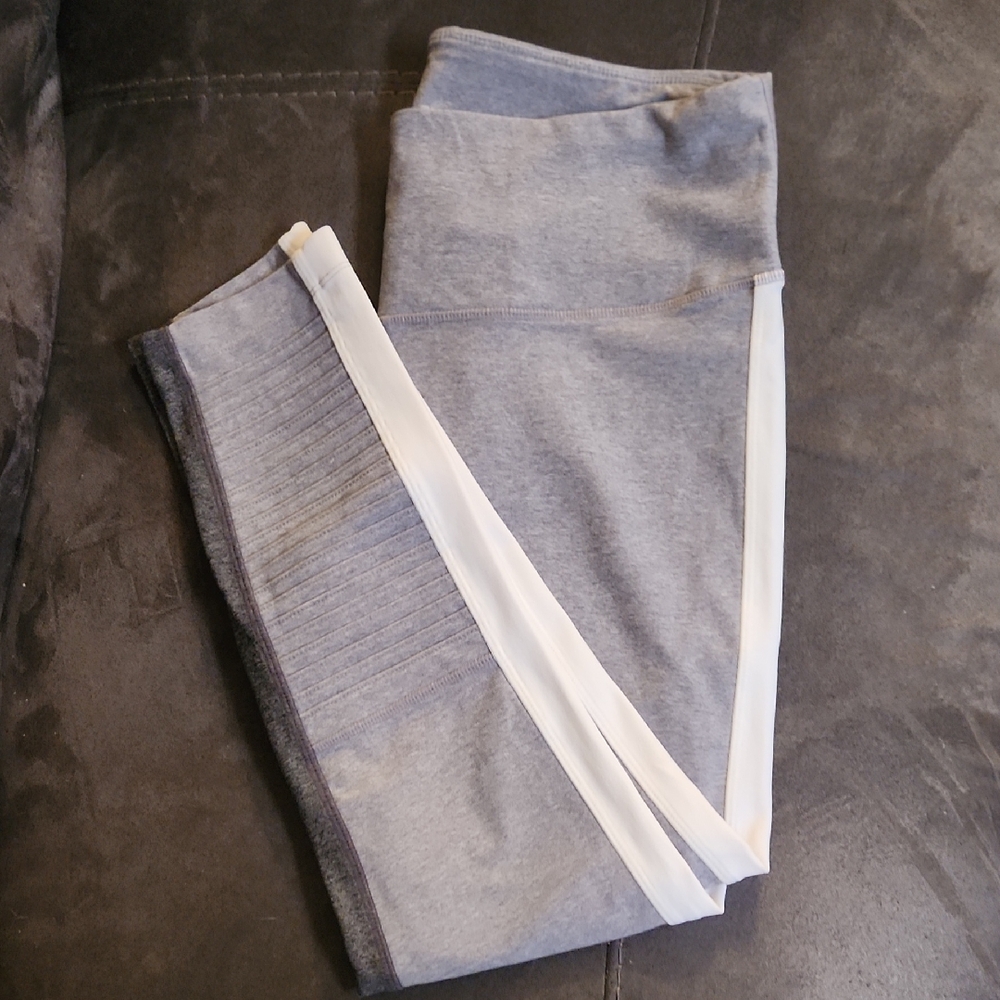 Women's Gray Leggings with White Side Stripe